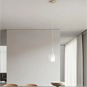 Ondaluce - Lustră THELMA suspendată pe cablu, 3x E27/15W/230V, Ø 19,5 cm, auriu/sticlă clară