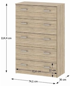 Zondo Comodă Variar 5 (Stejar sonoma). 794131