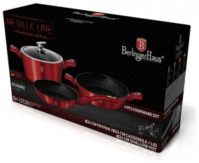 Set oale si tigai marmorate (4 piese) din aluminiu forjat Burgundy Metalic Line Berlinger Haus BH 1292N