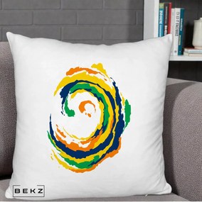 Perna Decorativa Vortex Abstract Colorat, 40x40 cm, Alb Pufos, Husa Detasabila, Perna Inclusa, BEKZ®