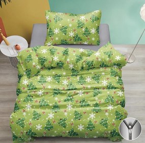 Lenjerie de pat din bumbac CHRISTMAS TREE verde Dimensiune lenjerie de pat: 70 x 90 cm | 140 x 200 cm