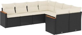 vidaXL Set mobilier de grădină cu perne, 8 piese, negru, poliratan