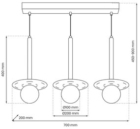 Lustră pe cablu FUTURA 3xG9/7W/230V neagră