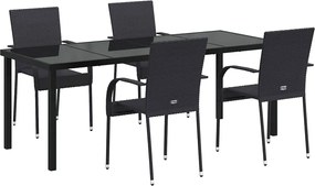 vidaXL Set de masă pentru grădină 5 pcs Negru