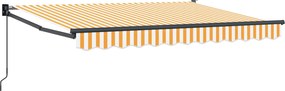 vidaXL Copertină retractabilă manuală Galben și alb 2,5 x 2 m