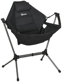 Outsunny Scaun balansoar de camping, pliabil, spătar reglabil, cadru de aluminiu, 54 x 100 x 101cm, Negru | Aosom Romania