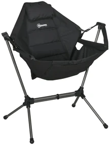 Outsunny Scaun balansoar de camping, pliabil, spătar reglabil, cadru de aluminiu, 54 x 100 x 101cm, Negru | Aosom Romania