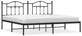 353445 vidaXL Cadru de pat metalic cu tăblie, negru, 193x203 cm