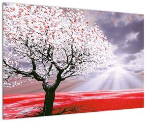 Tablou cu pomul roșu (90x60 cm)