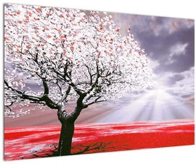 Tablou cu pomul roșu (90x60 cm)