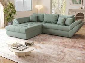 Colțar extensibil dumonde cu ladă de depozitare si sezut confortabil din spuma high-density, Loana Enjoy Mint 270x185 cm