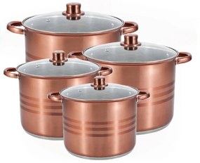 Set 4 oale inox cu capace, culoare cupru Royalty Line RL SP8C