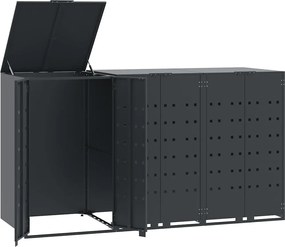vidaXL Depozitare coș gunoi roți 3 coșuri antracit 207x79x117 cm oțel