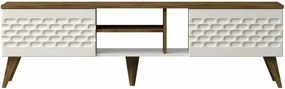 Comoda TV Egg, stejar/alb, PAL melaminat, 180x35x53 cm