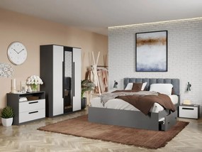 Set mobila dormitor complet Alb/Gri antracit Oasis C06