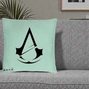 Perna Personalizata Assassin's Creed Minimalist, 40x40 cm, Verde Menta, Husa Detasabila, Perna Inclusa, BEKZ®