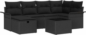 vidaXL Set de canapele pentru grădină cu pernă 7 pcs Rattan poli