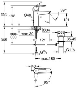 Grohe Start baterie lavoar stativ negru 235522432