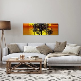 Tablou - Silueta copacilor (cu ceas) (90x30 cm)