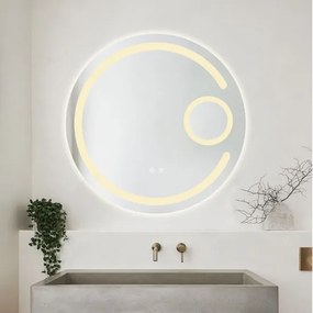 Oglindă Baie LED și Dezaburire Elit's Premium cu Senzor Touch, Lumina Rece, Caldă și Neutră, 70cm,Lupa Cosmetica