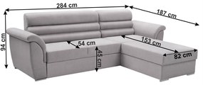 Set de canapea, ţesătură Queens gri deschis, dreapta, FABO