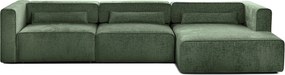 Colțar Extensibil 5 locuri ZANETTO, cu ladă de depozitare, 340x157x70 cm, Verde-Onyx / Dreapta