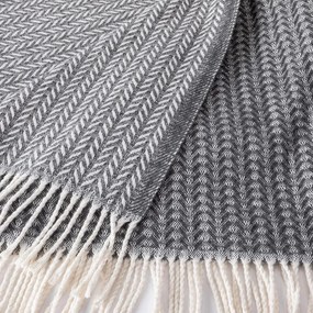 Pled cu franjuri LADA gri închis 150 x 200 cm
