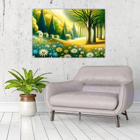 Tablou - Sat în galben-verde (90x60 cm)