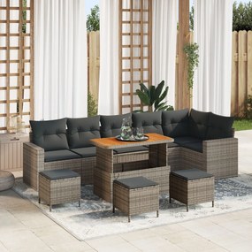 vidaXL Set de canapele pentru grădină 9 pcs Gri poliratan