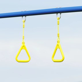 AIYAPLAY Set Leagăn de Grădină 3 în 1 pentru Copii cu Leagăn în Picioare, Inele Gimnastice, Cadru A din Oțel, Leagăne Duble pentru Copii, Capacitate 150kg, Exterior, 3-8 Ani, 285x160x181 cm | Aosom Romania
