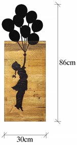 Accesoriu decorativ de perete din lemn Chıld And Balloons