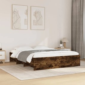 vidaXL Cadru de pat fără saltea Stejar afumat 160x200cm Lemn prelucrat