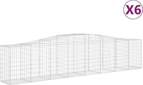 vidaXL Coșuri gabion arcuite 6 buc, 400x50x80/100 cm, fier galvanizat