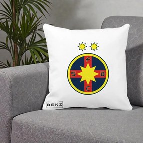Perna Personalizata FCSB Fotbal Club Steaua Bucuresti, 40x40 cm, Alba Mata, Husa Detasabila, Perna Inclusa, BEKZ®