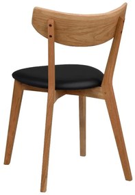 Scaun de dining din lemn de stejar cu șezut negru Rowico Ami, maro