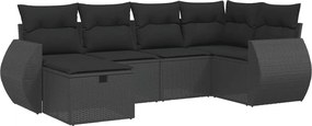 vidaXL Set mobilier de grădină cu perne, 6 piese, negru, poliratan