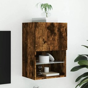 vidaXL Comodă TV cu lumini LED, stejar fumuriu, 40,5x30x60 cm