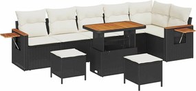 vidaXL Set de canapele pentru grădină cu pernă 9 pcs Negru și Crem