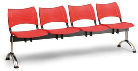 Bancă plastic VISIO, 4 locuri - picioare cromate, negru
