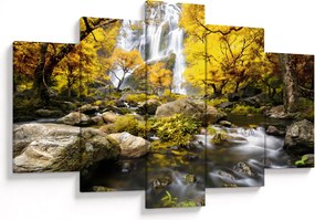Tablou - Cascade în peisaj de toamnă, galben (150x105 cm)