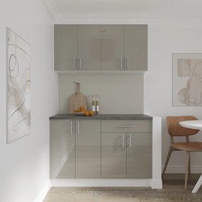 Corp haaus Karo, 1 Sertar, 2 Usi, Gri Lucios/Alb, MDF, 60 x 50 x 80 cm