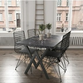 Set Masa Bucatarie cu 4 Scaune , negru,120x80x75 cm, 30050SET