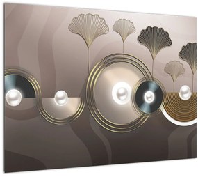 Tablou pe sticlă - Abstract maro-auriu (70x50 cm)