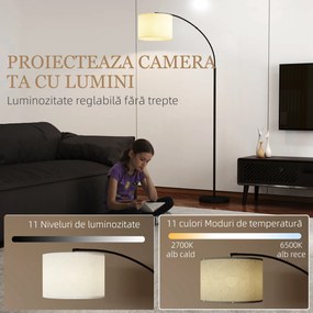 HOMCOM Lampada da Terra Regolabile Telecomando e Timer 1h Paralume Girevole Nero | Aosom Romania