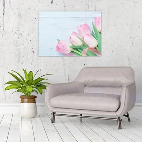 Tablou pe sticlă - Buchet de lalele (70x50 cm)