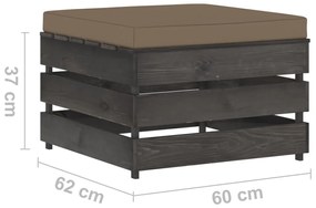 Set mobilier de gradina cu perne, 3 piese, lemn gri tratat taupe and grey, 3