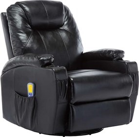 vidaXL Fotoliu de masaj balansoar, negru, piele ecologică