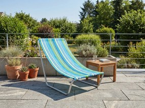 Sezlong pliabil de plaja SAND, albastru-alb