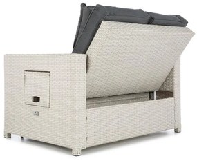 Zona de confort Rattan canapea pentru camera de zi, cu două locuri, din răchită 121x86x99cm 10cm, plianta siextensibila, alba