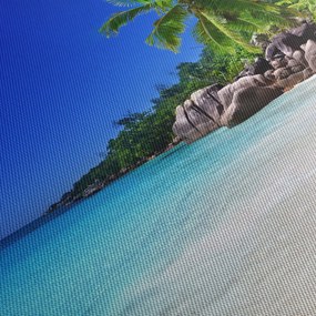 Tablou cu plaja pe insula Praslin (cu ceas) (90x30 cm)